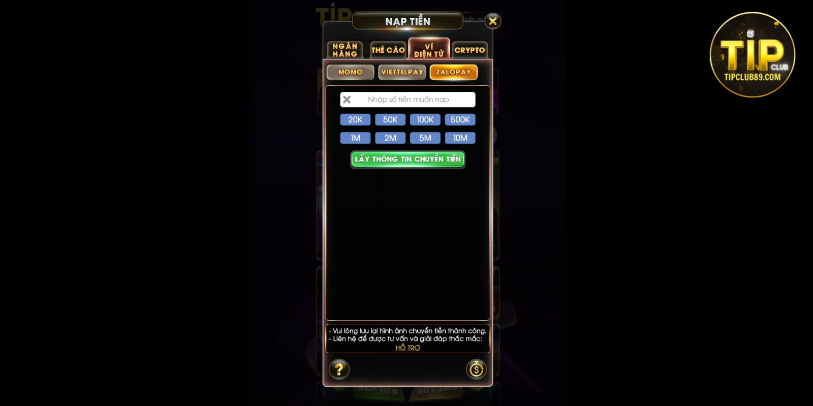 Lưu ý quan trọng khi nạp tiền vào Tipclub Lưu ý quan trọng khi nạp tiền vào Tipclub